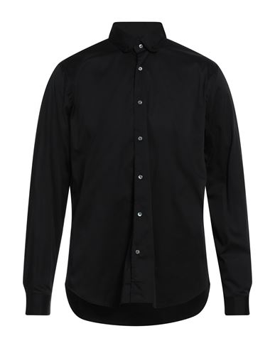 Dnl Man Shirt Black Size 16 ½ Cotton, Polyamide, Elastane