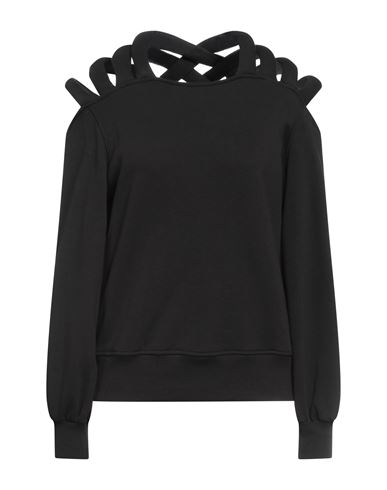 Jijil Woman Sweatshirt Black Size 4 Cotton, Polyester
