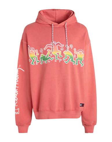 Tommy Jeans X Keith Haring Man Sweatshirt Salmon Pink Size Xl Cotton