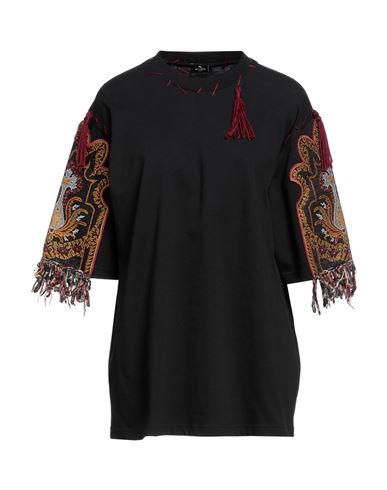 Etro Woman T-shirt Black Size Xs Cotton, Polyester, Viscose, Wool, Cashmere