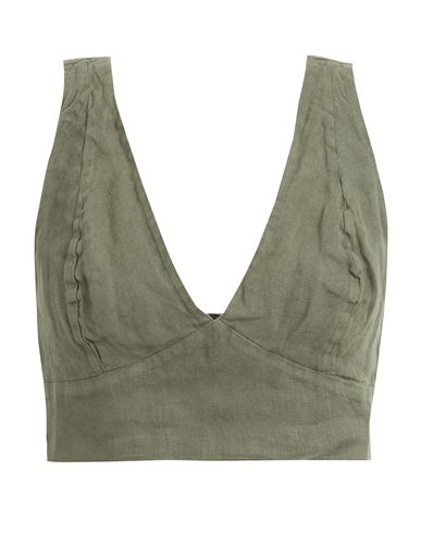 8 By Yoox Woman Top Military Green Size Xxl Linen