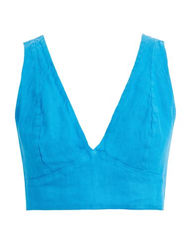 8 By Yoox Woman Top Azure Size Xxl Linen In Blue