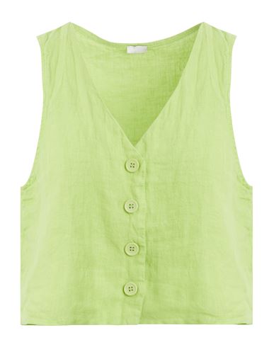 8 By Yoox Linen Crop Vest Woman Top Acid Green Size 12 Linen
