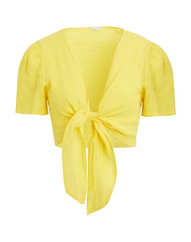 8 By Yoox Linen Front Wrap S/sleeve Crop Top Woman Top Yellow Size 10 Linen