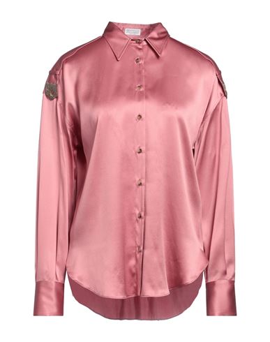 Brunello Cucinelli Woman Shirt Pastel Pink Size M Silk, Elastane, Brass, Ecobrass