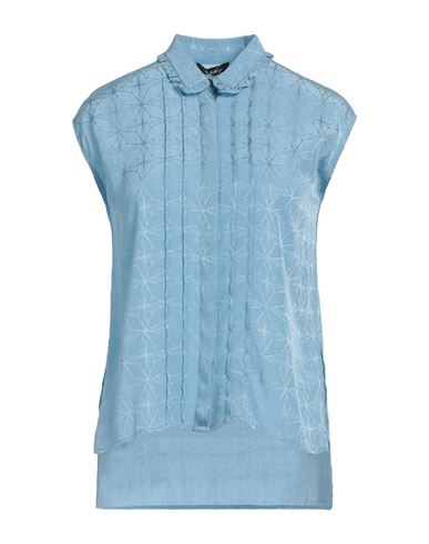 Byblos Woman Shirt Light Blue Size 4 Acetate, Viscose
