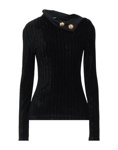 Balmain Woman T-shirt Black Size 8 Polyamide, Cotton, Viscose