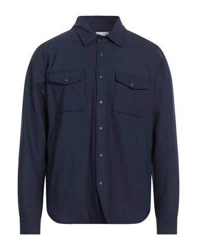 Aspesi Man Shirt Navy Blue Size L Wool, Polyester, Elastane