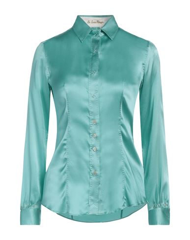 Shop Le Sarte Pettegole Woman Shirt Turquoise Size 4 Silk, Elastane In Blue