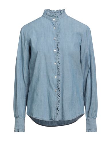 Xacus Woman Shirt Blue Size 4 Cotton