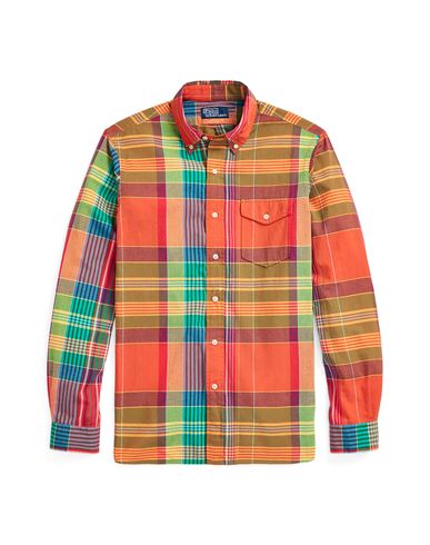 Polo Ralph Lauren Man Shirt Orange Size Xxl Cotton
