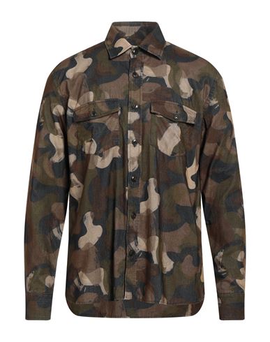Brooksfield Man Shirt Military Green Size 17 Cotton