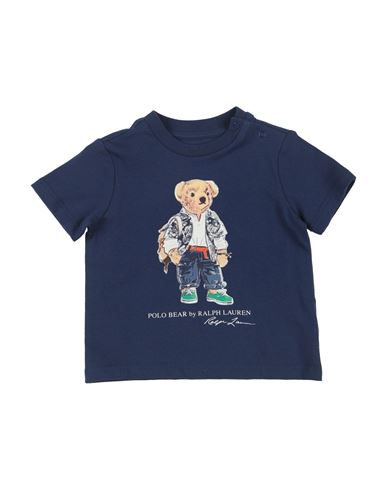 Shop Polo Ralph Lauren Polo Bear Cotton Jersey Tee Newborn Boy T-shirt Navy Blue Size 3 Cotton