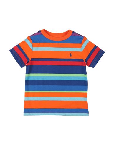 Shop Polo Ralph Lauren Striped Cotton Jersey Tee Toddler Boy T-shirt Orange Size 5 Cotton
