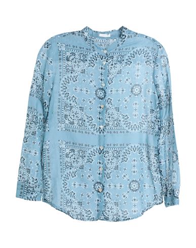 813 Ottotredici Woman Shirt Pastel Blue Size M Cotton, Silk