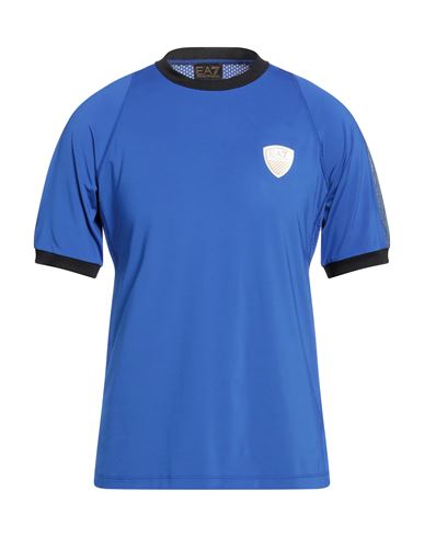 Ea7 Man T-shirt Bright Blue Size S Polyester, Elastane