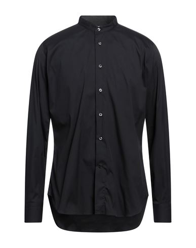Brancaccio Man Shirt Black Size 17 Cotton, Elastane