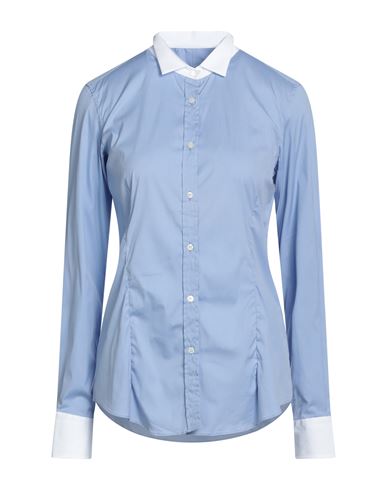 Mauro Grifoni Woman Shirt Light Blue Size 10 Cotton, Polyamide, Elastane