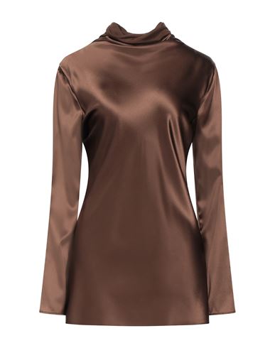Jucca Woman Top Brown Size 10 Silk, Elastane