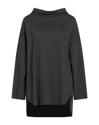 Millenovecentosettantotto Woman T-shirt Dark Green Size 4 Viscose, Polyamide, Elastane In Black