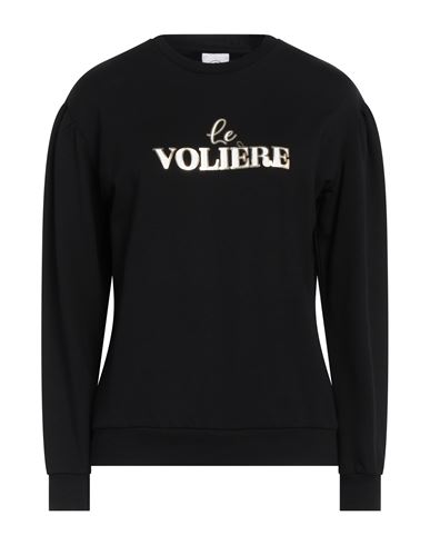 Le Volière Woman Sweatshirt Black Size L Cotton, Elastane