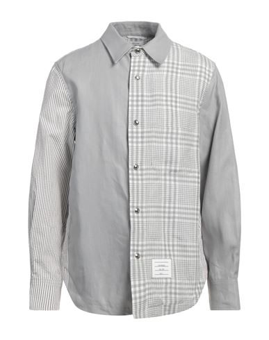 Thom Browne Man Shirt Grey Size 4 Linen, Cotton