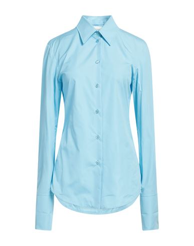 Sportmax Woman Shirt Light Blue Size 12 Cotton
