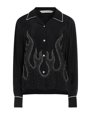 Palm Angels Woman Shirt Black Size 4 Cupro, Polyester, Aluminum