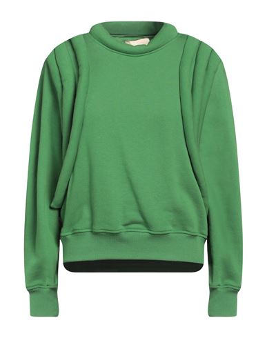 Shop Jijil Woman Sweatshirt Green Size 8 Cotton, Polyester