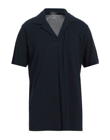 Drumohr Man Polo Shirt Midnight Blue Size 50 Cotton