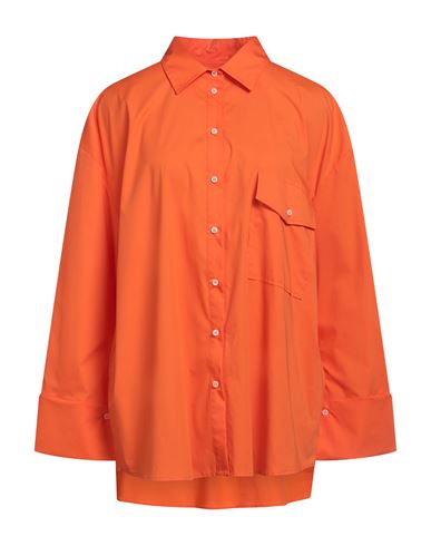 Manuel Ritz Woman Shirt Orange Size S Cotton, Elastane