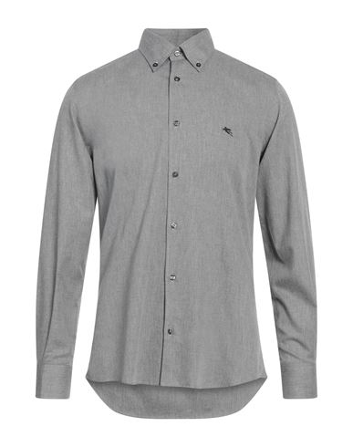 Etro Man Shirt Grey Size 18 Cotton