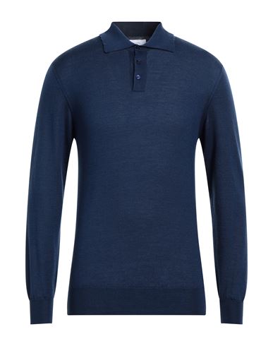 Cruciani Man Polo Shirt Midnight Blue Size 44 Cashmere, Silk