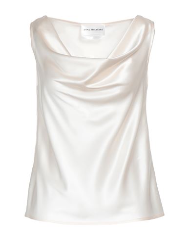 Anna Molinari Blumarine Woman Top Cream Size 2 Silk, Elastane In White