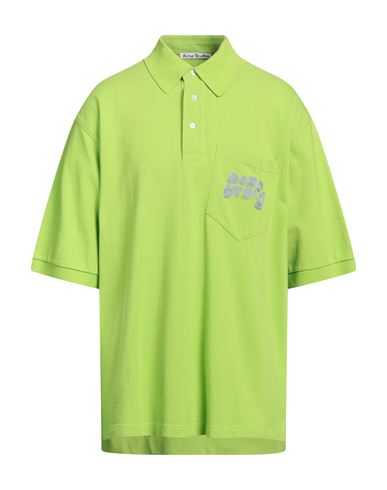 Shop Acne Studios Man Polo Shirt Light Green Size M Cotton