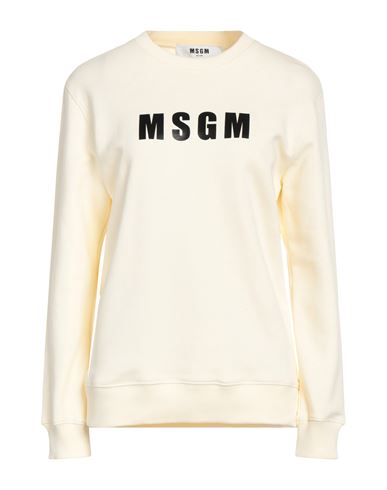 Msgm Woman Sweatshirt Light Yellow Size Xs Cotton