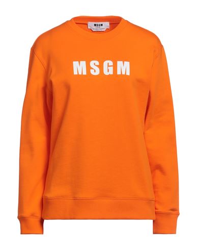 Msgm Woman Sweatshirt Orange Size M Cotton