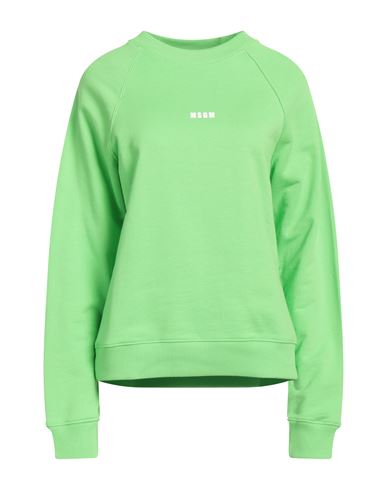 Msgm Woman Sweatshirt Acid Green Size M Cotton