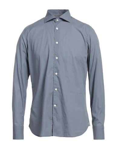 Tintoria Mattei 954 Man Shirt Slate Blue Size 15 Cotton