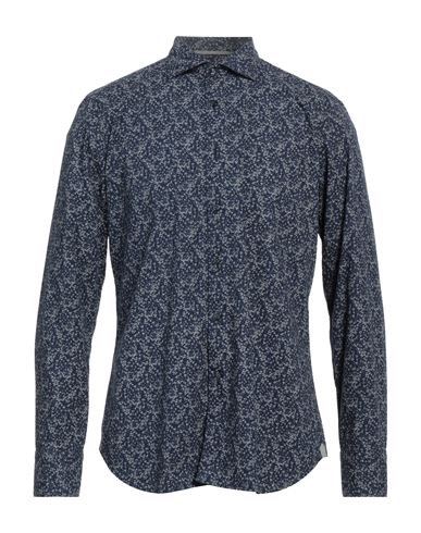 Tintoria Mattei 954 Man Shirt Navy Blue Size 16 ½ Cotton