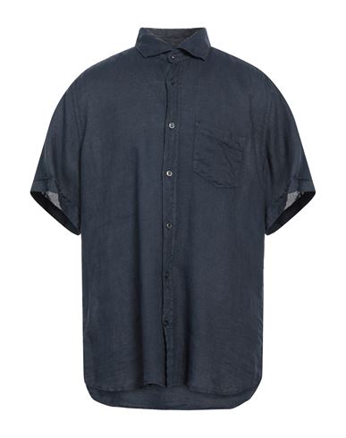 Glanshirt Man Shirt Midnight Blue Size 17 Linen