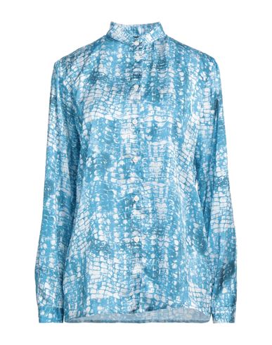 Cavalli Class Woman Shirt Azure Size L Viscose In Blue