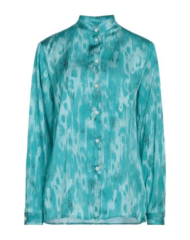 Cavalli Class Woman Shirt Turquoise Size Xl Viscose In Blue