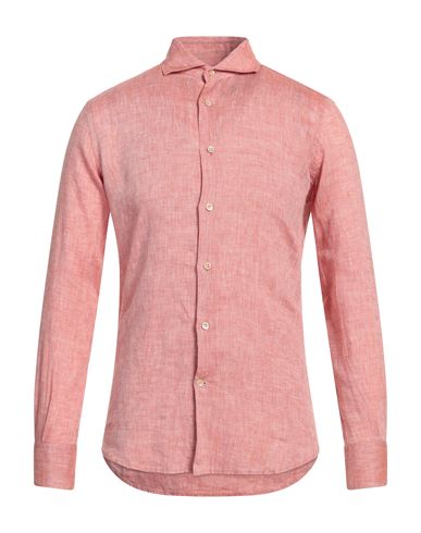 Glanshirt Man Shirt Rust Size 15 Linen In Red
