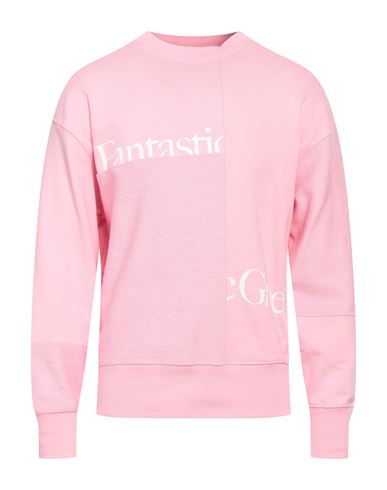 Shop Msgm Man Sweatshirt Pink Size Xxl Organic Cotton