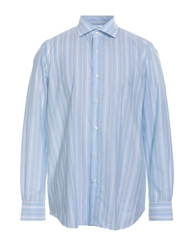 Finamore 1925 Man Shirt Sky Blue Size 15 Cotton