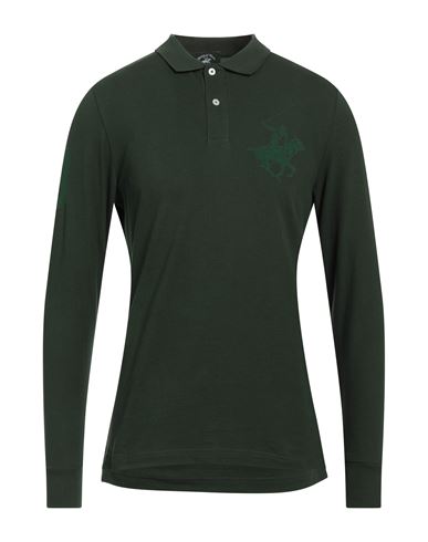 Beverly Hills Polo Club Man Polo Shirt Dark Green Size Xl Cotton