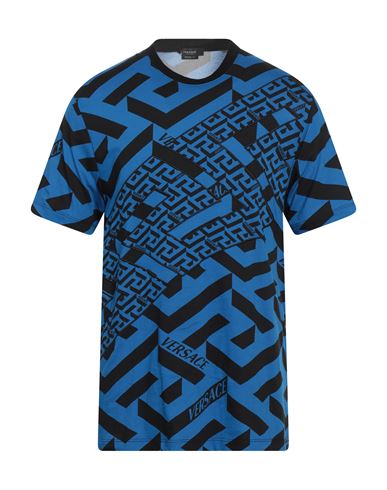 Versace Man T-shirt Blue Size M Cotton, Polyester