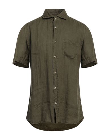 Glanshirt Man Shirt Military Green Size 16 Linen