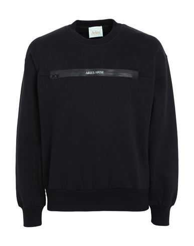 Aries Logo Jacquard Cotton Sweatshirt In Black